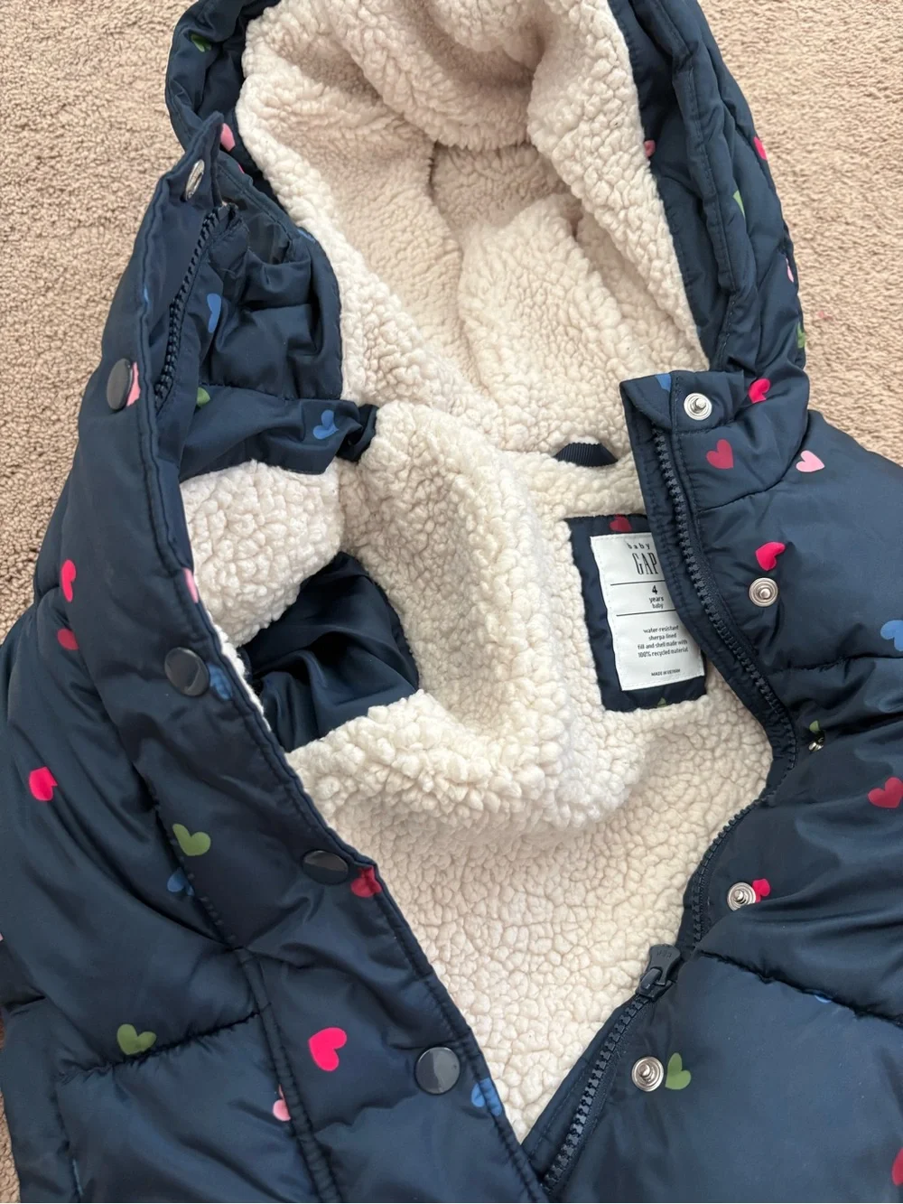 GAP Baby Navy and Cream Sherpa-Lined Jacket